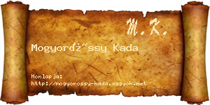 Mogyoróssy Kada névjegykártya